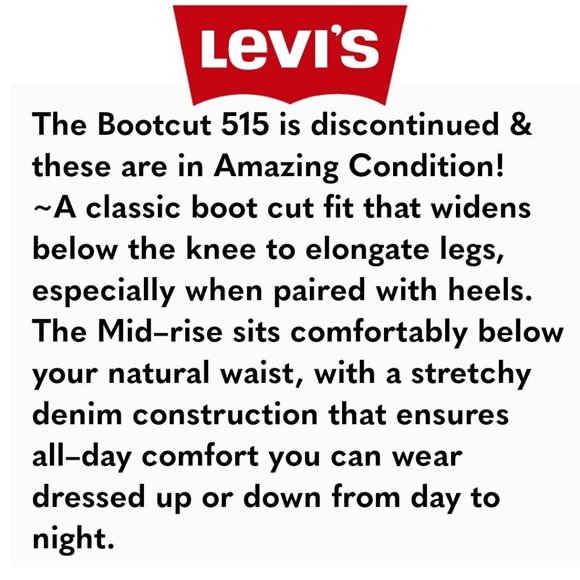 Levi's Boot Cut 515 Jeans Discontinued Mid-Rise Stretch Denim Blue 6 ☆ SOLD ☆ - Picture 9 of 11